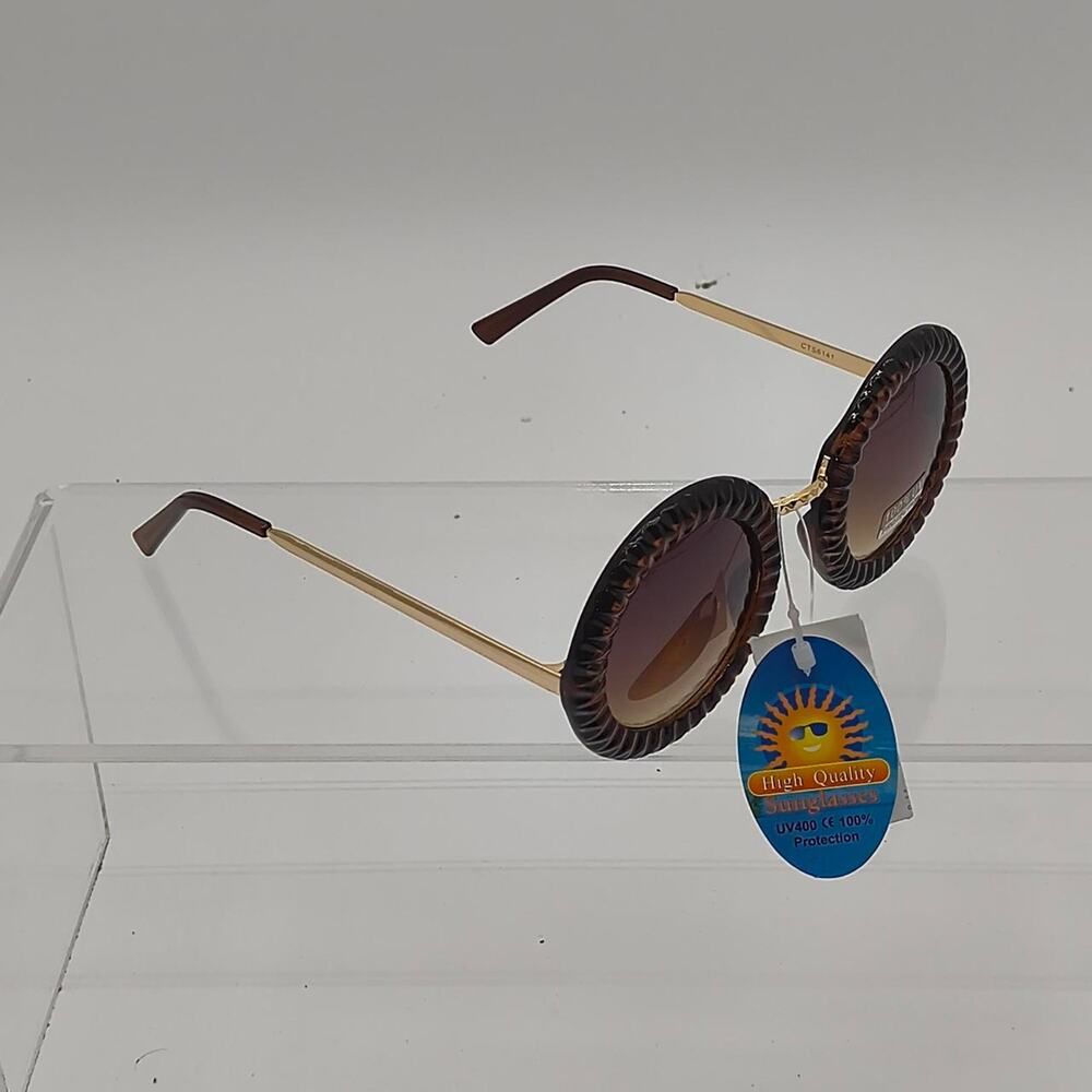 Brown gold round sunglasses